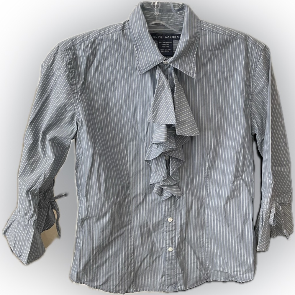 Ralph Lauren Blue and White Striped Blouse